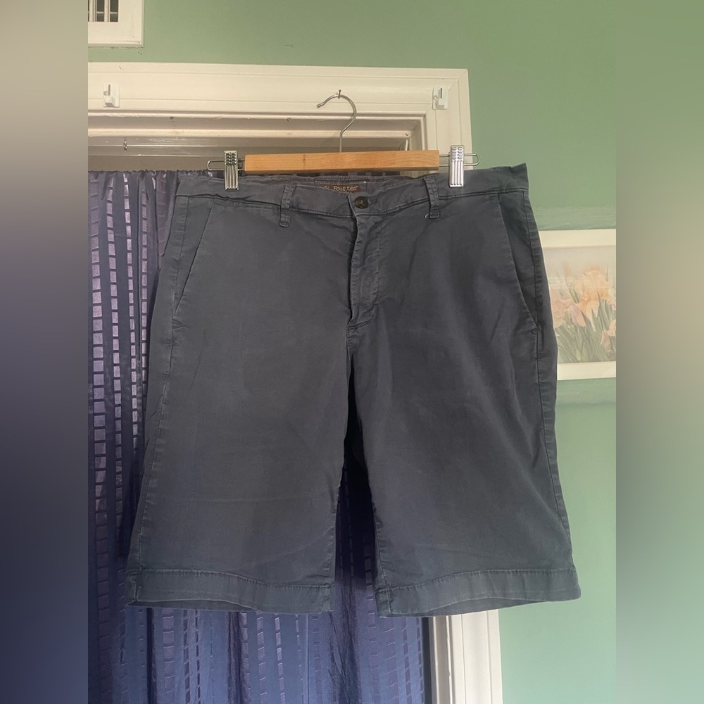 FOUR TEN OFFICINA Blue Gray Cotton Shorts Italy Made EU 50 US 34